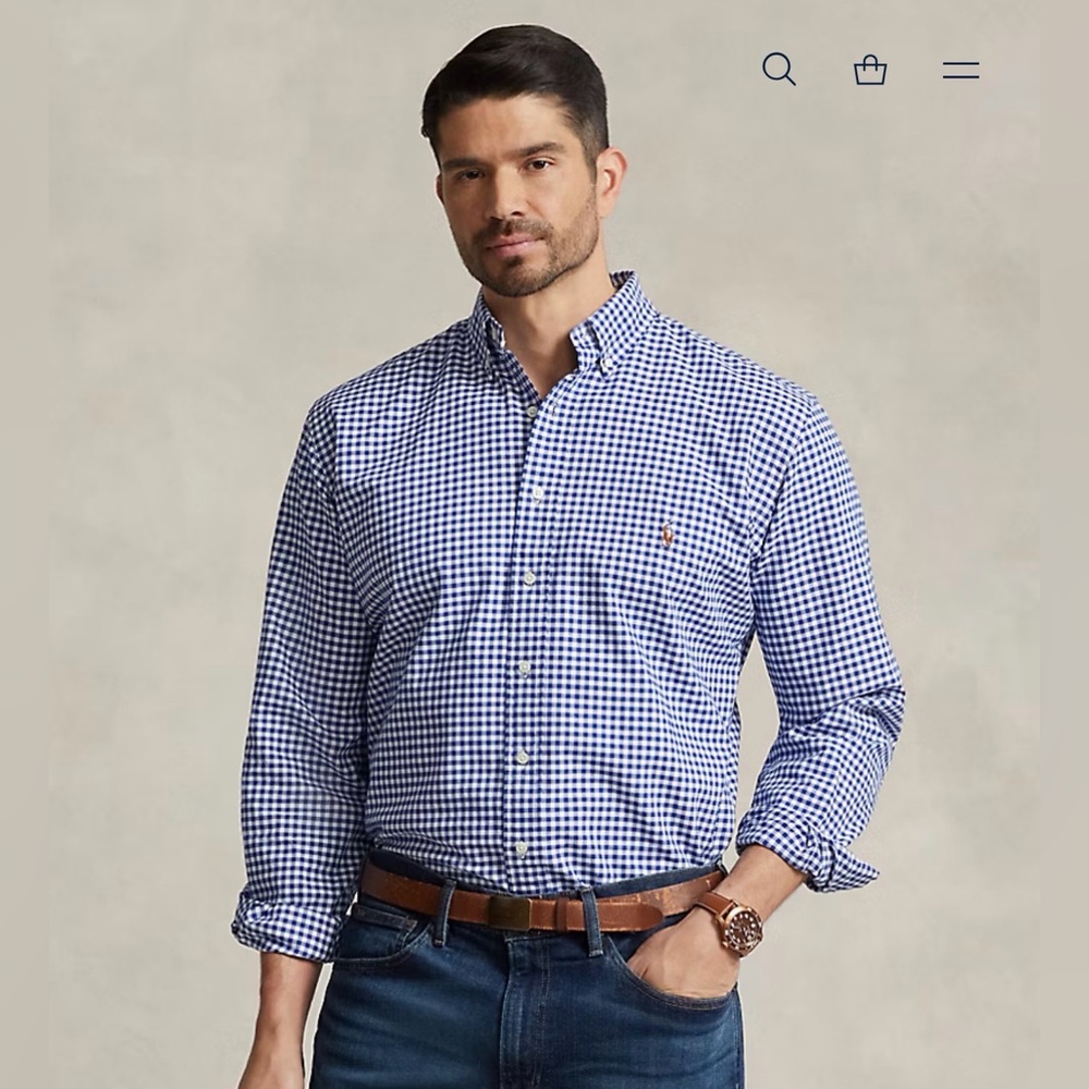 Ralph‎ Lauren Gingham Oxford Shirt big and tall 3XL cotton stretch
